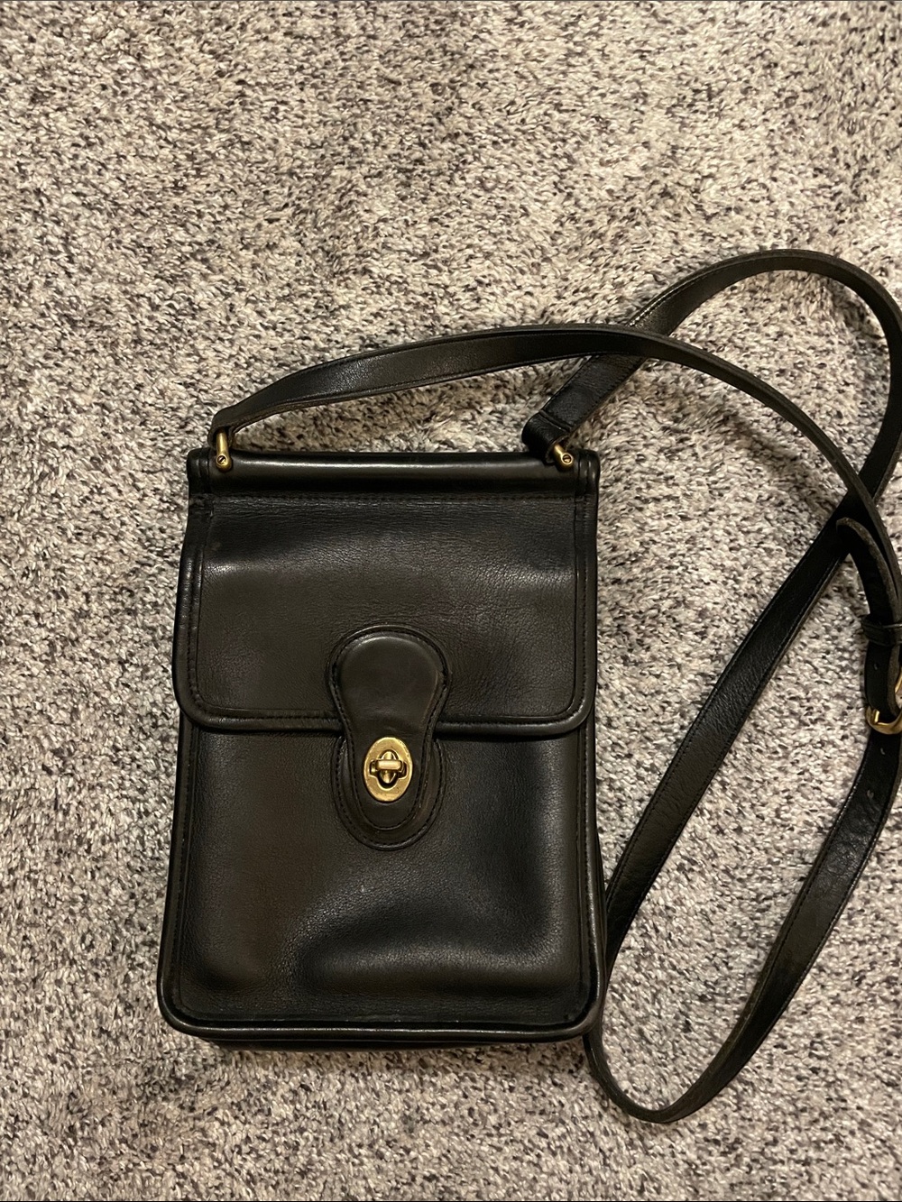 Coach Black Leather Crossbody Bag with Gold Hardware